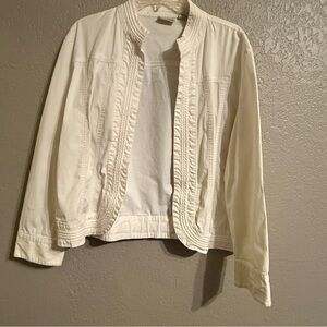 Chico’s White Textured Cotton Jacket Size 3 (XL/XXL) – Open Front Layering Piece